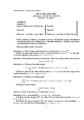 Final Exam 1516 - Calculus 1 | Trường Đại học Quốc tế, Đại học Quốc gia Thành phố HCM