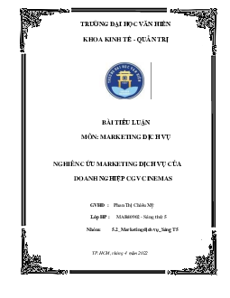 Tiểu luận "Nghiên cứu marketing dịch vụ của doanh nghiệp CGV Cinemas"
