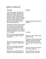 Câu Hỏi Trả Lời Về Quản Trị Nhân Lực | Môn Quản trị nhân lực - Đại học Kinh Tế Quốc Dân