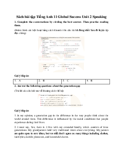 Giải Unit 2 Speaking | Sách bài tập Tiếng Anh 11 Global Success