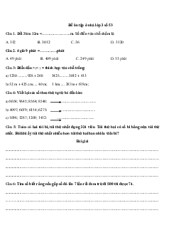 Đề ôn tập ở nhà lớp 3 số 53 - (Ngày 01/5)