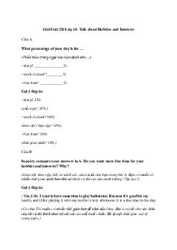 Giải Tiếng Anh 10 Unit 2D: Talk about Hobbies and Interests | Explore New Worlds