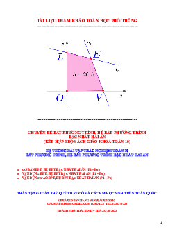 Hệ thống bài tập trắc nghiệm BPT – hệ BPT bậc nhất hai ẩn cơ bản – vận dụng – vận dụng cao