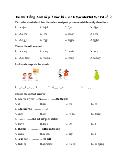 Đề thi Tiếng Anh lớp 3 học kì 2 sách Wonderful World số 2