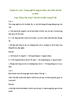 Soạn bài Luyện từ và câu: Trạng ngữ chỉ nguyên nhân, mục đích | Kết nối tri thức