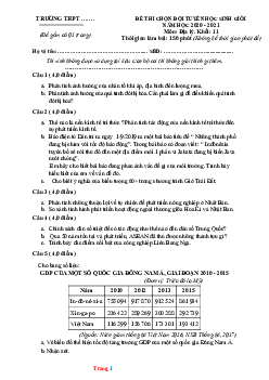 Đề thi HSG môn Địa 11 cấp trường năm học 2020-2021 (Có đáp án))
