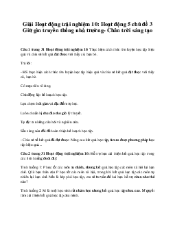 Giải Hoạt động trải nghiệm 10: Hoạt động 5 chủ đề 3 Chân Trời Sáng Tạo