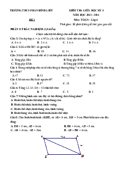Đề giữa kỳ 1 Toán 6 năm 2023 – 2024 trường THCS Phan Đình Giót – Hà Nội