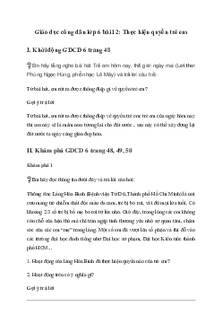 Giải GDCD 6 Bài 12: Thực hiện quyền trẻ em - Chân Trời Sáng Tạo