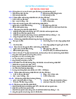 Trắc nghiệm Địa 7 Bài 6: Môi trường nhiệt đới (có đáp án)
