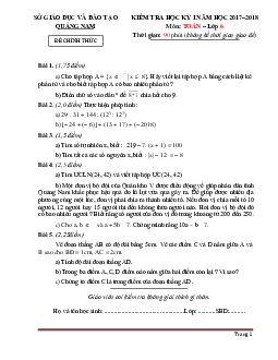 Đề thi học kỳ 1 Toán 6 Quảng Nam 2017-2018 (có đáp án)