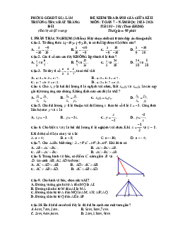 Đề thi giữa kì 2 Toán 7 năm 2023 – 2024 trường THCS Bát Tràng – Hà Nội
