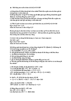 Bài tập Kinh tế vi mô có lời giải | Trường đại học Thương Mại