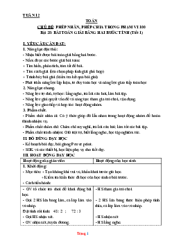 Giáo án Toán 3 Kết nối tri thức tuần 12