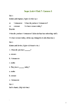 Giải Tiếng Anh lớp 4 Unit 7: Lesson 3 | Global Success