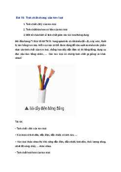 Giải Khoa học tự nhiên 9 Chân trời sáng tạo Bài 16: Tính chất chung của kim loại
