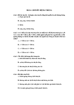 Trắc nghiệm Vật lí 10 Bài 4: Chuyển động thẳng | Chân trời sáng tạo