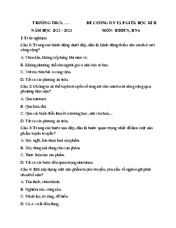 Đề cương ôn tập giữa học kì 2 môn Hoạt động trải nghiệm hướng nghiệp 6 sách Kết nối tri thức với cuộc sống