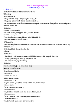 Đề cương ôn thi môn Tin 11 học kỳ 2( có đáp án)