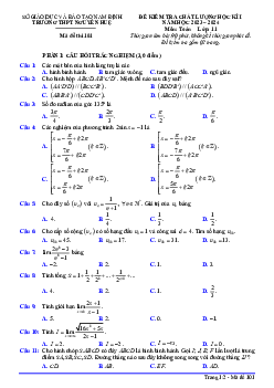 Đề cuối kỳ 1 Toán 11 năm 2023 – 2024 trường THPT Trần Hưng Đạo – Khánh Hòa