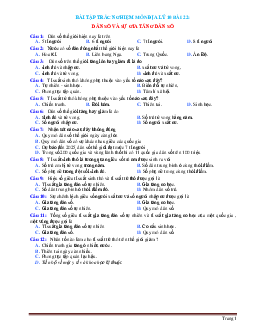 Bài tập trắc nghiệm địa 10 bài 22: dân số và sự gia tăng dân số (có đáp án)