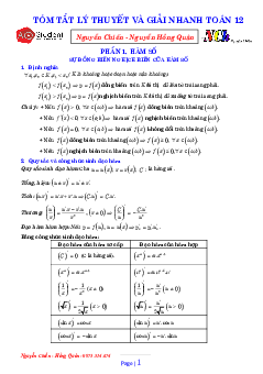 Tóm tắt lý thuyết và giải nhanh Toán 12 – Nguyễn Chiến, Nguyễn Hồng Quân