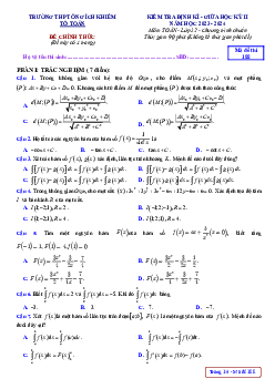 Đề giữa kỳ 2 Toán 12 năm 2023 – 2024 trường THPT Ông Ích Khiêm – Đà Nẵng