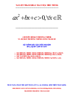 Hệ thống bài tập trắc nghiệm bất phương trình – hệ bất phương trình chứa tham số