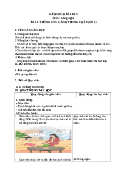 Giáo án Công nghệ lớp 4 Bài 4 | Chân trời sáng tạo