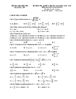 Đề kiểm tra 45 phút chương 1 Đại số và Giải tích 11 năm 2018 – 2019 trường Bến Tre – Vĩnh Phúc