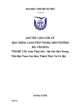 Bài tập lớn học phần giao tiếp trong môi trường đa văn hóa | Trường Đại Học Thủ Đô Hà Nội