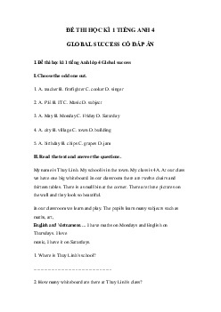Đề thi học kì 1 tiếng Anh 4 Global success số 1