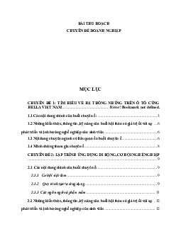 Bài thu hoạch Chuyên đề doanh nghiệp | Đại học Sư phạm Kỹ thuật Thành phố Hồ Chí Minh