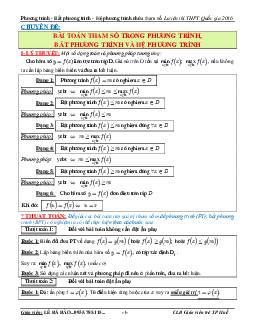 Phương trình, bất phương trình và hệ phương trình chứa tham số – Lê Bá Bảo