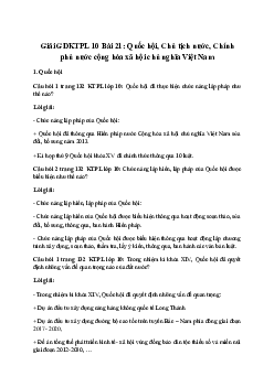 Giải Pháp luật 10 Bài 21: Quốc hội, Chủ tịch nước, Chính phủ nước cộng hòa xã hội chủ nghĩa Việt Nam | Kết NốiTri Thức