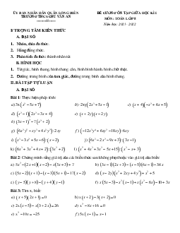 Đề cương ôn tập giữa kì 1 Toán 8 năm 2021 – 2022 trường THCS Chu Văn An – Hà Nội