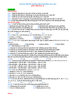 Bộ câu hỏi ôn tập Sinh 10 Cánh diều học kỳ 2 theo từng mức độ