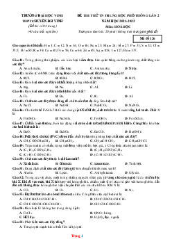 Đề thi thử tốt nghiệp THPT lần 2 năm 2021-2022 môn hóa học Trường Đại học Vinh Chuyên THPT ĐH Vinh (có lời giải)