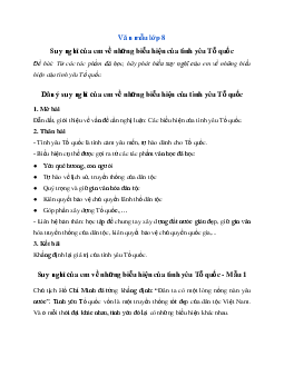 Văn mẫu lớp 8: Hãy phát biểu suy nghĩ của em về những biểu hiện của tình yêu Tổ quốc Ngữ Văn 8 | Cánh diều