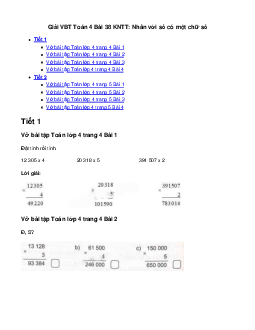 Vở bài tập Toán lớp 4 Bài 38: Nhân với số có một chữ số Kết nối tri thức
