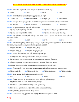 Đề Thi Thử Sinh 2023 Bám Sát Đề Minh Họa -Đề 3 (Có Lời Giải)