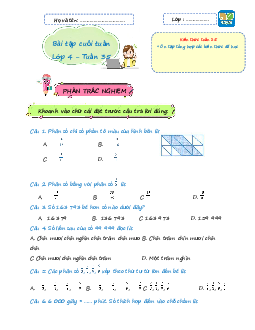 Giải Bài tập cuối tuần lớp 4 môn Toán Kết nối tri thức - Tuần 35