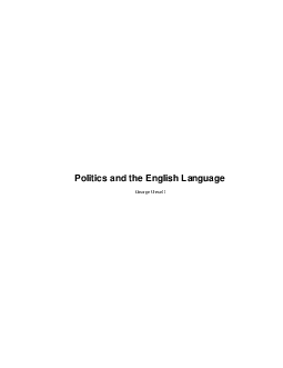 George Orwell - Politics and Language | Anh văn chuyên ngành | Đại học Khoa học Xã hội và Nhân văn, Đại học Quốc gia Thành phố HCM