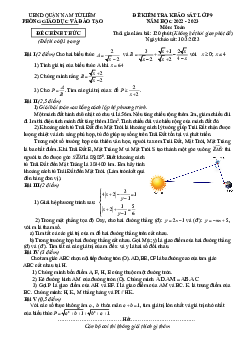 Đề khảo sát Toán 9 năm 2022 – 2023 phòng GD&ĐT Nam Từ Liêm – Hà Nội