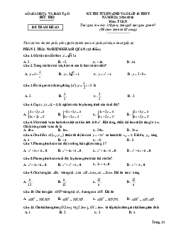 Đề tham khảo vào lớp 10 môn Toán năm 2024 – 2025 sở GD&ĐT Phú Thọ