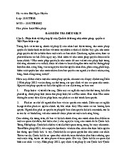 Bài tập tự luận môn Luật hiến pháp | Đại học Nội Vụ Hà Nội