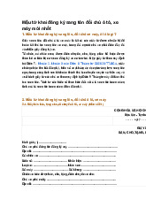 Mẫu tờ khai đăng ký sang tên đổi chủ ô tô, xe máy mới nhất