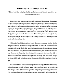 Tiểu luận “Bảo vệ nền tảng tư tưởng của Đảng, đấu tranh phản bác các quan điểm sai tái, thù địch năm 2022''