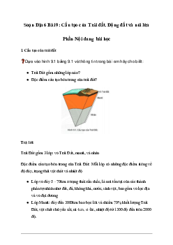 Giải Địa lí lớp 6 Bài 9: Cấu tạo của Trái đất, Động đất và núi lửa - Chân Trời Sáng Tạo