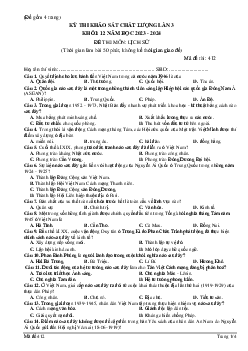 Đề thi thử THPT Quốc gia 2024 lần 3 môn Lịch sử - Mã đề 412 trường THPT Đội Cấn, Vĩnh Phúc
